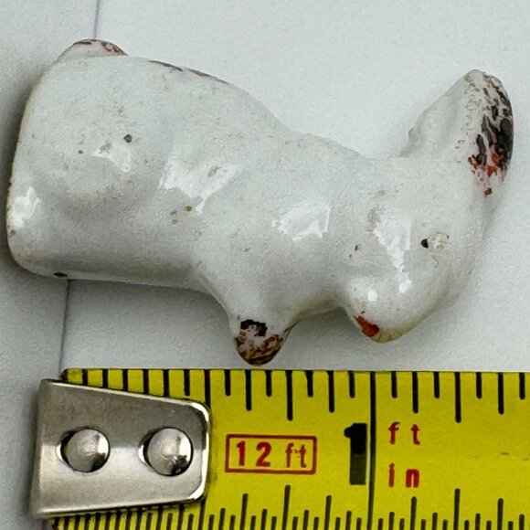 Vintage 1.5" Porcelain Bunny Rabbit Figurine Made In Japan White Brown Speckled - Picture 5 of 9